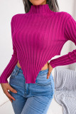 Street Solid Asymmetrical Half A Turtleneck Tops