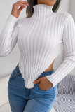 Street Solid Asymmetrical Half A Turtleneck Tops