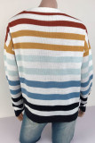 Fashion Sweet Striped Patchwork O Neck Tops