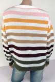 Fashion Sweet Striped Patchwork O Neck Tops