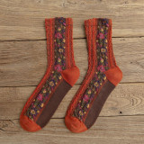Wisherryy Vintage Floral Jacquard Cozy Socks