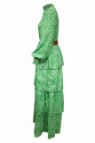Work Print Printing Half A Turtleneck Long Sleeve Dresses