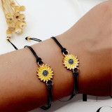 Sunflower Wax Thread Braided Best Friends Bracelet 2Pcs
