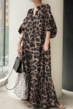 Casual Leopard Printing Shirt Collar Printed Dress Dresses