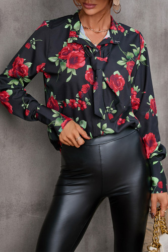 Print Asymmetrical Printing POLO collar Tops