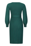 Solid Bandage O Neck One Step Skirt Dresses