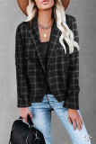 Work Street Plaid Patchwork Turn-back Collar Outerwear