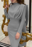 Celebrities Elegant Solid Patchwork O Neck One Step Skirt Dresses
