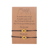 Sunflower Wax Thread Braided Best Friends Bracelet 2Pcs
