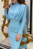 Celebrities Elegant Solid Patchwork O Neck One Step Skirt Dresses