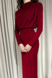 Celebrities Elegant Solid Patchwork O Neck One Step Skirt Dresses