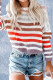 Fashion Sweet Striped Patchwork O Neck Tops