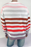 Fashion Sweet Striped Patchwork O Neck Tops
