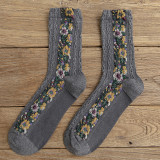 Wisherryy Vintage Floral Jacquard Cozy Socks
