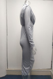 Celebrities Elegant Solid Patchwork O Neck One Step Skirt Dresses