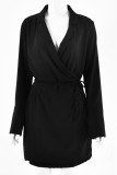 Sexy Elegant Solid Patchwork Frenulum With Belt V Neck Wrapped Skirt Dresses