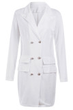 Work Elegant Solid Buckle Turn-back Collar A Line Dresses