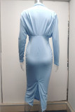 Celebrities Elegant Solid Patchwork O Neck One Step Skirt Dresses