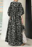 Casual Leopard Printing Shirt Collar Printed Dress Dresses