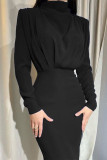 Celebrities Elegant Solid Patchwork O Neck One Step Skirt Dresses