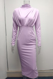 Celebrities Elegant Solid Patchwork O Neck One Step Skirt Dresses