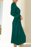 Solid Bandage O Neck One Step Skirt Dresses