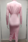 Celebrities Elegant Solid Patchwork O Neck One Step Skirt Dresses