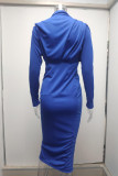 Celebrities Elegant Solid Patchwork O Neck One Step Skirt Dresses