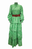 Work Print Printing Half A Turtleneck Long Sleeve Dresses