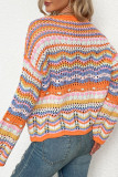 Fashion Striped Patchwork O Neck Tops