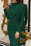 Celebrities Elegant Solid Patchwork O Neck One Step Skirt Dresses