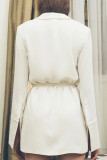 Sexy Elegant Solid Patchwork Frenulum With Belt V Neck Wrapped Skirt Dresses