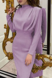 Celebrities Elegant Solid Patchwork O Neck One Step Skirt Dresses