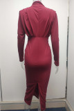 Celebrities Elegant Solid Patchwork O Neck One Step Skirt Dresses