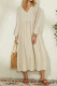 Fashion Work Solid Fold V Neck Long Dress Dresses