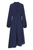 Fashion Print Patchwork O Neck Long Sleeve Dresses