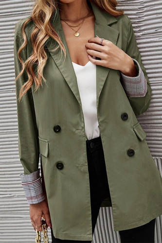 Fashion Work Solid Buttons Turndown Collar Outerwear