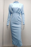 Celebrities Elegant Solid Patchwork O Neck One Step Skirt Dresses