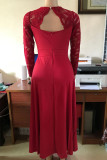 Elegant Formal Solid Lace Asymmetrical V Neck A Line Dresses