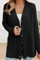 Casual Solid Buttons Solid Color V Neck Tops