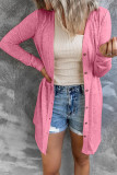 Fashion Solid Buttons O Neck Tops