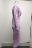 Celebrities Elegant Solid Patchwork O Neck One Step Skirt Dresses