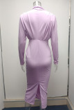 Celebrities Elegant Solid Patchwork O Neck One Step Skirt Dresses