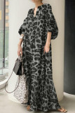 Casual Leopard Printing Shirt Collar Printed Dress Dresses