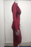 Celebrities Elegant Solid Patchwork O Neck One Step Skirt Dresses