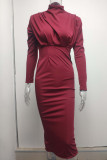 Celebrities Elegant Solid Patchwork O Neck One Step Skirt Dresses