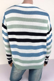 Fashion Sweet Striped Patchwork O Neck Tops