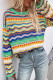 Fashion Striped Patchwork O Neck Tops