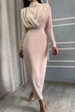 Celebrities Elegant Solid Patchwork O Neck One Step Skirt Dresses