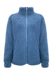 Casual Solid Zipper Mandarin Collar Outerwear